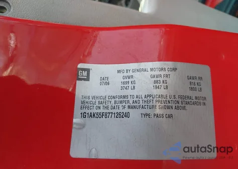 2007 Chevrolet Cobalt Ls z USA, uszkodzony, nr VIN 1G1AK55F877126240